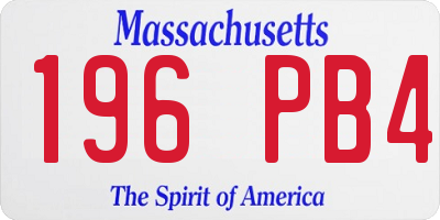 MA license plate 196PB4