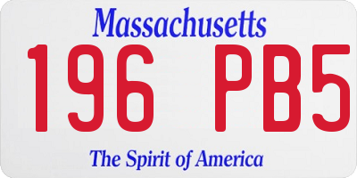 MA license plate 196PB5