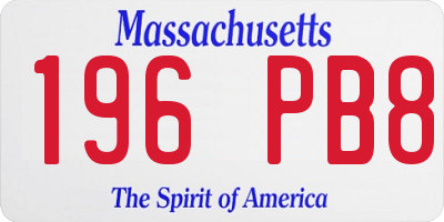 MA license plate 196PB8
