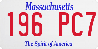MA license plate 196PC7