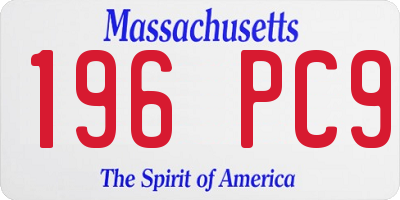 MA license plate 196PC9