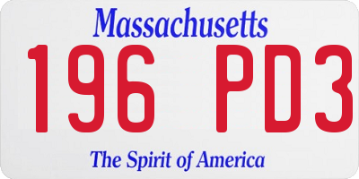 MA license plate 196PD3