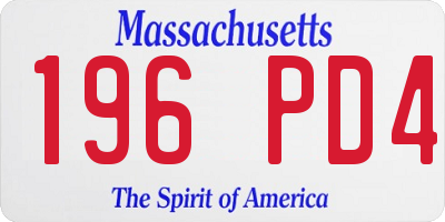MA license plate 196PD4