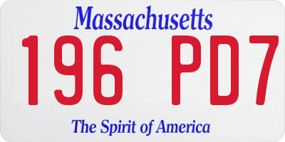 MA license plate 196PD7
