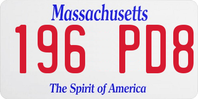 MA license plate 196PD8