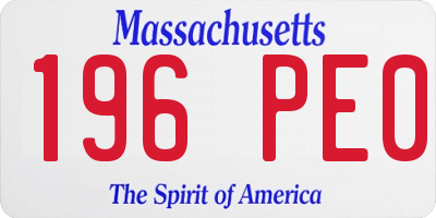 MA license plate 196PE0