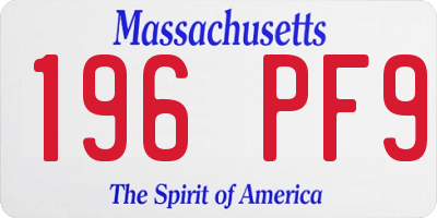 MA license plate 196PF9