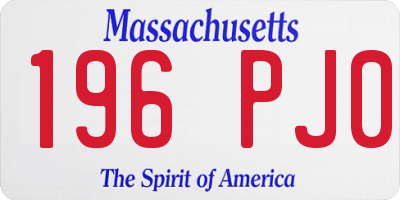 MA license plate 196PJ0