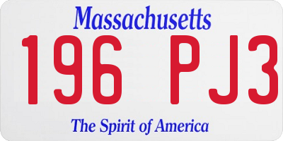 MA license plate 196PJ3