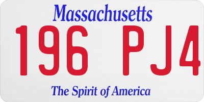 MA license plate 196PJ4