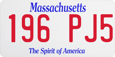 MA license plate 196PJ5