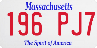 MA license plate 196PJ7