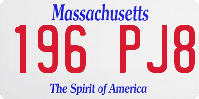 MA license plate 196PJ8