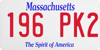 MA license plate 196PK2
