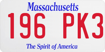 MA license plate 196PK3