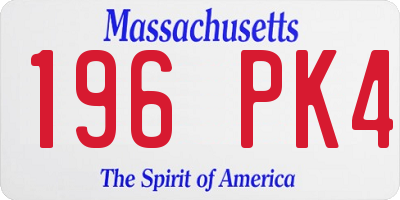 MA license plate 196PK4