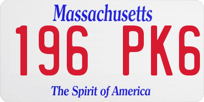 MA license plate 196PK6