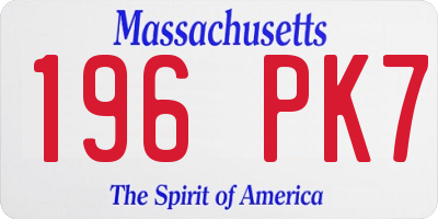 MA license plate 196PK7