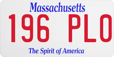 MA license plate 196PL0
