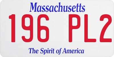 MA license plate 196PL2