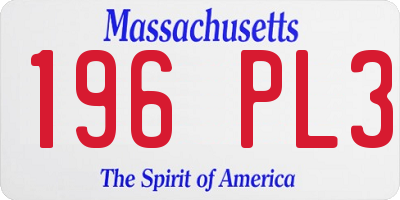 MA license plate 196PL3