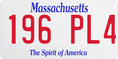 MA license plate 196PL4