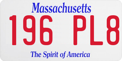 MA license plate 196PL8