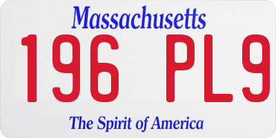 MA license plate 196PL9