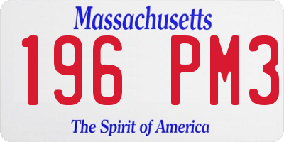 MA license plate 196PM3