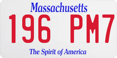 MA license plate 196PM7