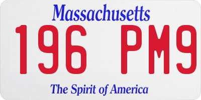 MA license plate 196PM9