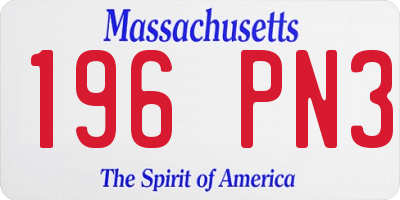 MA license plate 196PN3