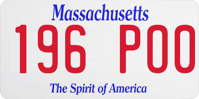 MA license plate 196PO0