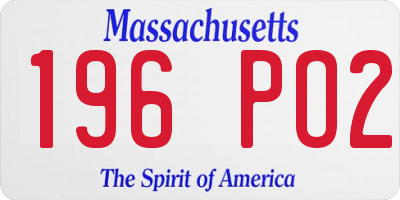MA license plate 196PO2