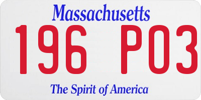 MA license plate 196PO3