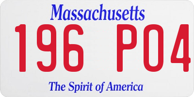 MA license plate 196PO4
