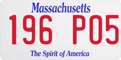 MA license plate 196PO5