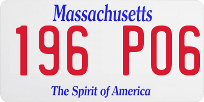 MA license plate 196PO6