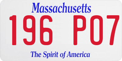 MA license plate 196PO7