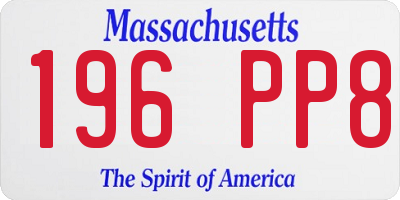 MA license plate 196PP8