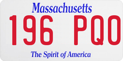 MA license plate 196PQ0