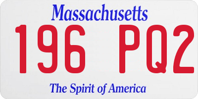 MA license plate 196PQ2
