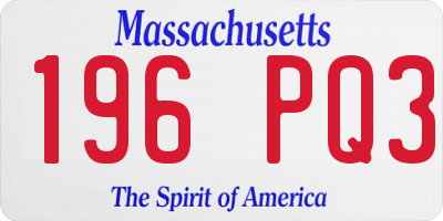 MA license plate 196PQ3