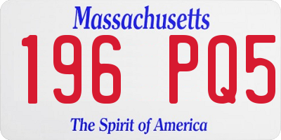 MA license plate 196PQ5