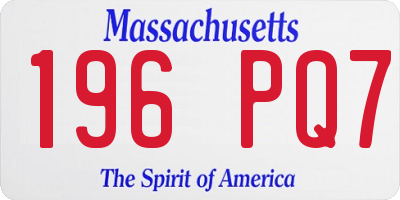 MA license plate 196PQ7