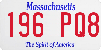MA license plate 196PQ8