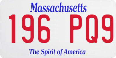 MA license plate 196PQ9
