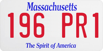 MA license plate 196PR1