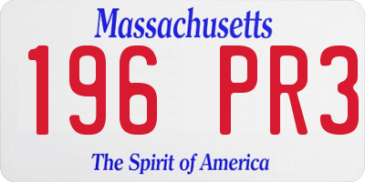 MA license plate 196PR3