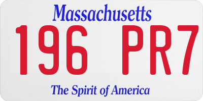 MA license plate 196PR7